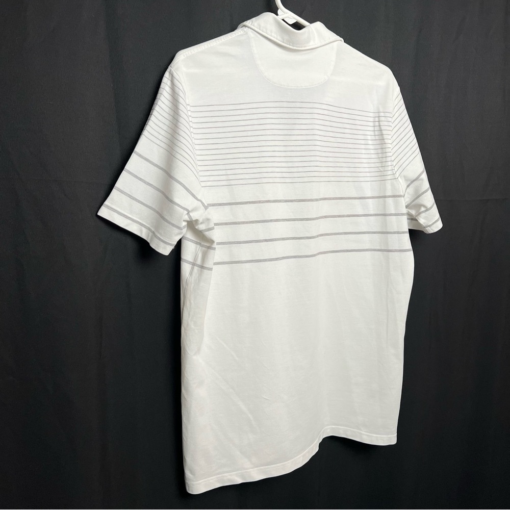 Hart Schaffner Marx- Men’s Golf Polo- White Gray Stripes- Large - Picture 3 of 4